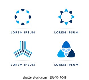 Vector design elements for your company logo. Set of blue modern badges