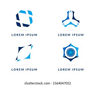 Vector design elements for your company logo. Set of blue modern badges