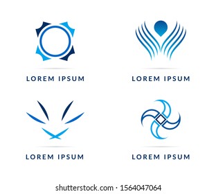 Vector design elements for your company logo. Set of blue modern badges