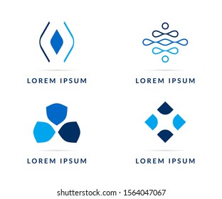 Vector design elements for your company logo. Set of blue modern badges