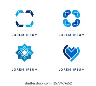 Vector design elements for your company logo. Set of blue modern badges