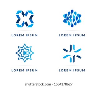 Vector design elements for your company logo. Set of blue modern badges