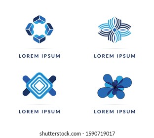 Vector design elements for your company logo. Set of blue modern badges