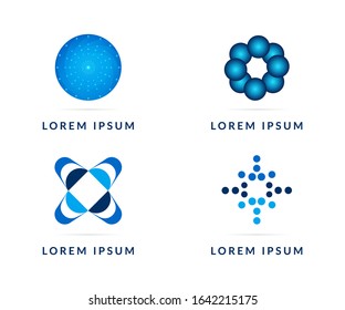 Vector design elements for your company logo. Set of blue modern badges.