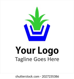 Vector design elements for your company logo, logo in the form of pots and plants, modern, simple and minimalist logotype, business company template