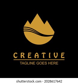 Vector design elements for your company logo, triangle and round element logo, mountain and earth silhouette, modern, simple and minimalist logotype, business company template