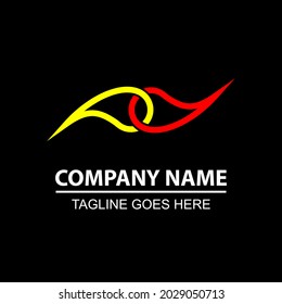 Vector design elements for your company logo, logo for groups or individuals, two yellow and red icons hand in hand to form an eye, modern, simple and minimalist logotype, matches the logo you want