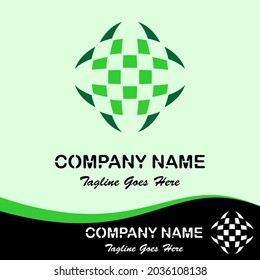 Vector design elements for your company logo, icon abstract green rhombus and oval. Business company template. Simple, cool and modern colorful abstract logo