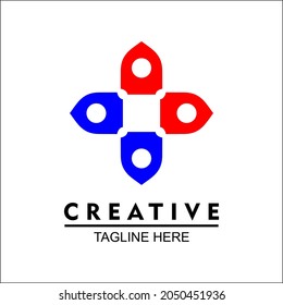 Vector design elements for your company logo, icon four flower-shaped shields. Business company template. Simple, cool and modern colorful abstract logo