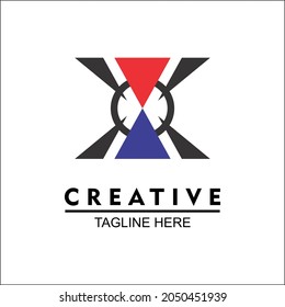 Elementos de diseño de vectores para el logotipo de su empresa, triángulo de iconos y forma redonda ilustración de la luz solar, la tierra y el cielo. Logo abstracto sencillo, fresco y colorido moderno
