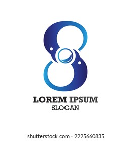 vector design elements for your company logo, 8 logo, letter eight logo. modern logotype, business corporate template. logo with fish icon and time icon.