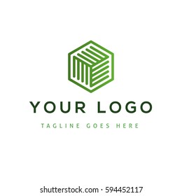 Vector design elements for your company logo, abstract green icon. Modern logotipe, business corporate template.