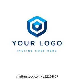 Vector design elements for your company logo, abstract blue icon. Modern logotipe, business corporate template.