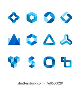 Vector design elements for your company logo, Set of blue icons. Modern logotype icon