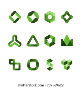 Vector design elements for your company logo, Set of green icons. Modern logotype icon