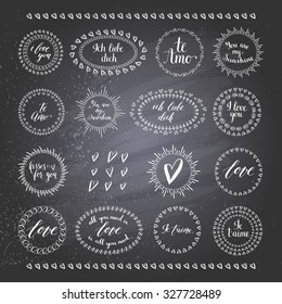 Vector design elenemts. Romantic collection on blackboard.