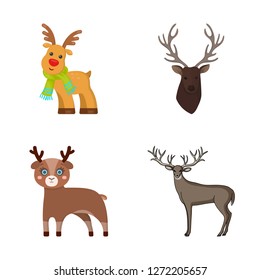 Vector design of elk and head icon. Set of elk and stag vector icon for stock.