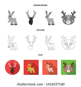 Vector design of elk and head sign. Set of elk and stag stock symbol for web.