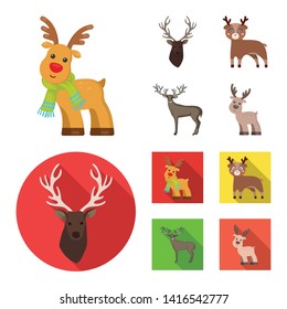 Vector design of elk and head sign. Set of elk and stag stock vector illustration.