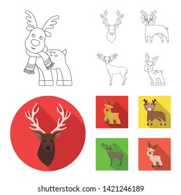 Vector design of elk and head sign. Set of elk and stag stock symbol for web.