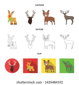 Vector design of elk and head sign. Set of elk and stag stock symbol for web.