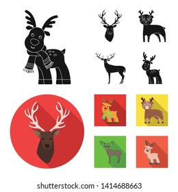 Vector design of elk and head symbol. Set of elk and stag stock vector illustration.