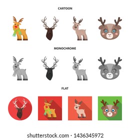 Vector design of elk and head symbol. Set of elk and stag stock symbol for web.