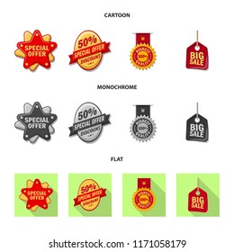 Vector design of emblem and badge icon. Set of emblem and sticker stock symbol for web.