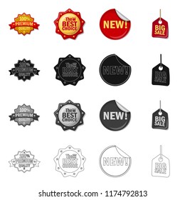 Vector design of emblem and badge icon. Collection of emblem and sticker stock vector illustration.