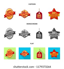 Vector design of emblem and badge icon. Collection of emblem and sticker stock vector illustration.
