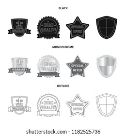 Vector design of emblem and badge icon. Set of emblem and sticker stock symbol for web.
