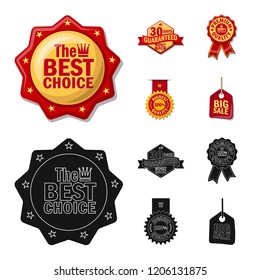 Vector design of emblem and badge icon. Set of emblem and sticker vector icon for stock.