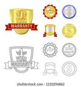 Vector design of emblem and badge icon. Set of emblem and sticker stock vector illustration.