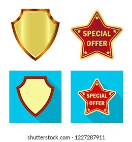 Vector design of emblem and badge icon. Set of emblem and sticker vector icon for stock.