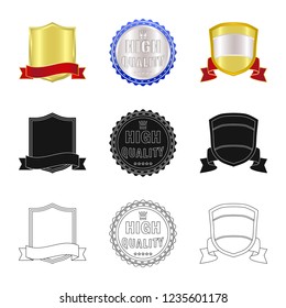 Vector design of emblem and badge icon. Set of emblem and sticker stock vector illustration.