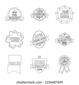 Vector design of emblem and badge icon. Collection of emblem and sticker stock symbol for web.