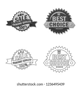 Vector design of emblem and badge icon. Set of emblem and sticker vector icon for stock.