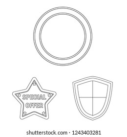 Vector design of emblem and badge icon. Set of emblem and sticker stock symbol for web.