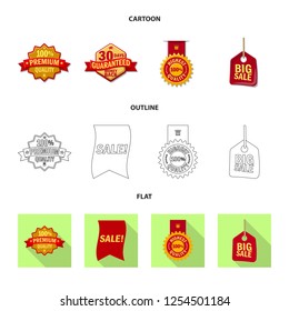 Vector design of emblem and badge icon. Set of emblem and sticker stock symbol for web.