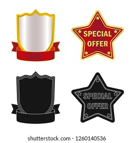 Vector design of emblem and badge icon. Set of emblem and sticker stock symbol for web.