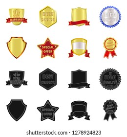 Vector design of emblem and badge icon. Set of emblem and sticker stock vector illustration.