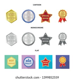 Vector design of emblem and badge icon. Set of emblem and sticker stock vector illustration.