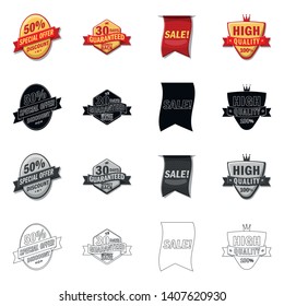 Vector design of emblem and badge icon. Collection of emblem and sticker vector icon for stock.