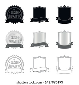 Vector design of emblem and badge icon. Set of emblem and sticker stock symbol for web.