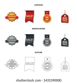 Vector design of emblem and badge icon. Set of emblem and sticker vector icon for stock.