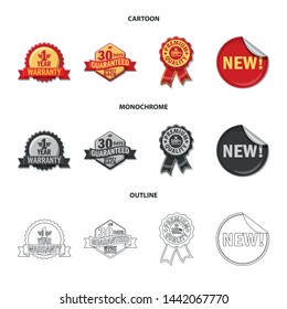 Vector design of emblem and badge icon. Set of emblem and sticker stock vector illustration.