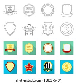 Vector design of emblem and badge logo. Collection of emblem and sticker vector icon for stock.