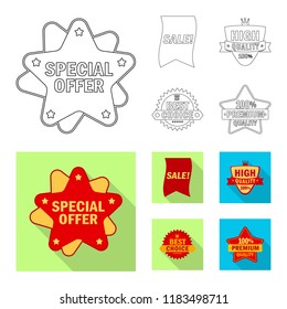 Vector design of emblem and badge logo. Set of emblem and sticker stock symbol for web.