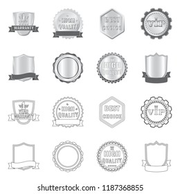 Vector design of emblem and badge logo. Collection of emblem and sticker stock symbol for web.