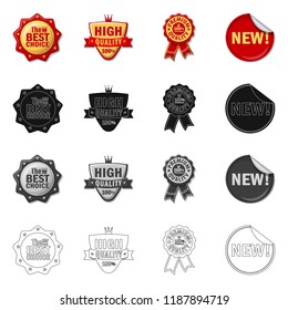 Vector design of emblem and badge logo. Collection of emblem and sticker vector icon for stock.